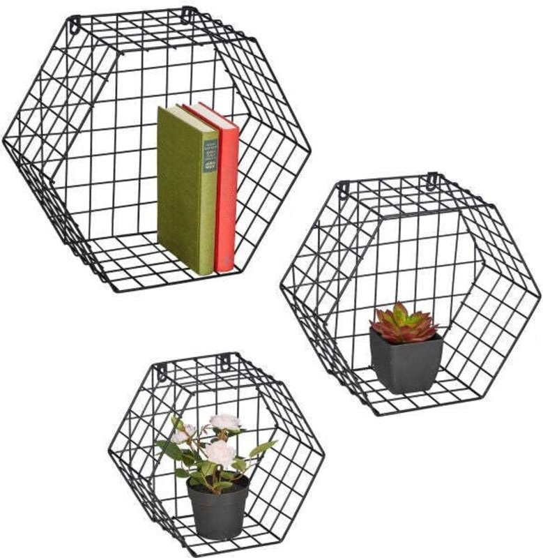 Black floating shelves in set of 3