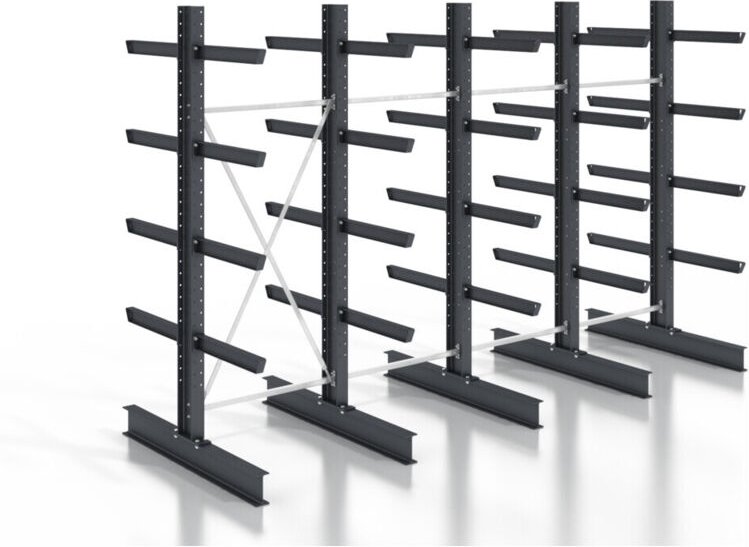 Kragarmregal schraubbar doppelseitig 4 Felder mit 4 Ebenen 5120x3150x800mm - Stier