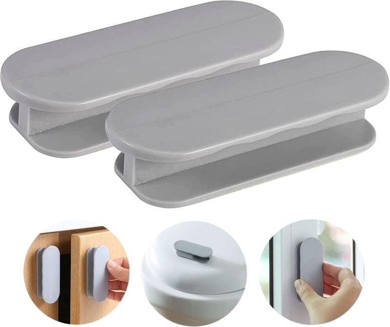 BEBUSINGOTO 2er Set graue Balkontürgriffe, Türklinken, selbstklebende Türgriffe, Schrankgriffe, Balkontür, Aussen, Griff
