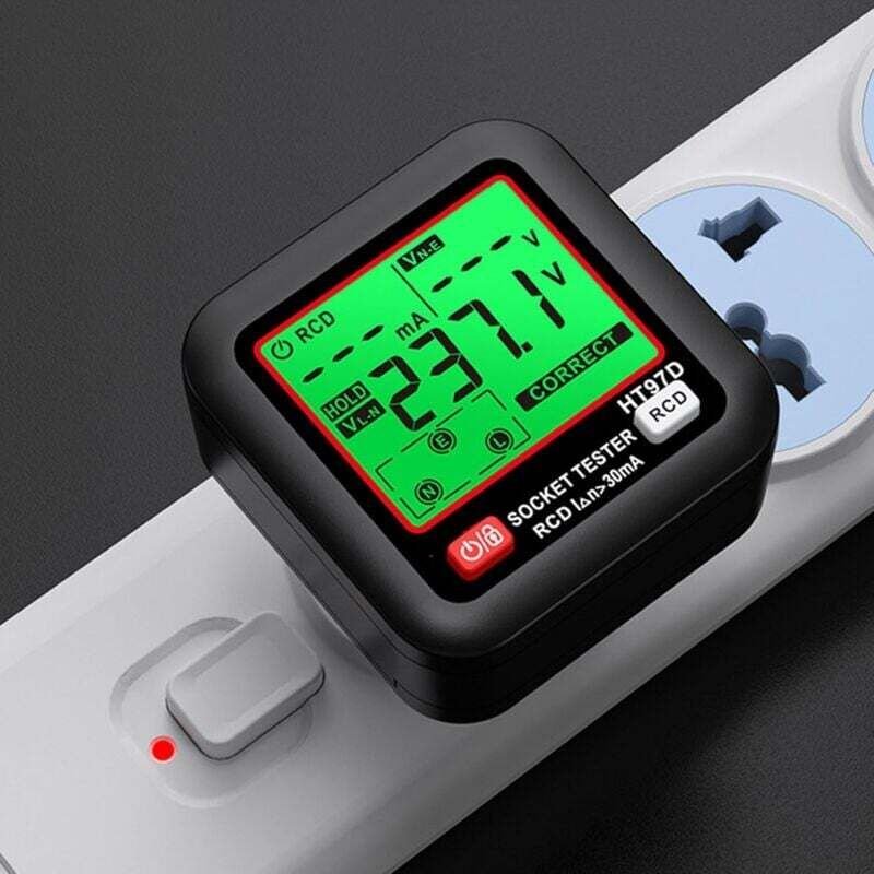 Aiperq - Steckdosentester, Erdungsdrahttester, LCD-Anzeige, RCD-Auslösetest, Polaritätsphasenprüfung, Steckdosendetektor...