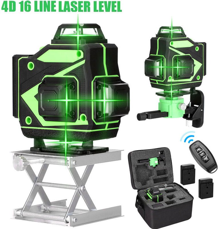 Ej.life - 4D Laser Level 4x360° selbstnivellierend, 3D grüner selbstnivellierender Baustellenlaser, 2400 mAh wiederaufla...