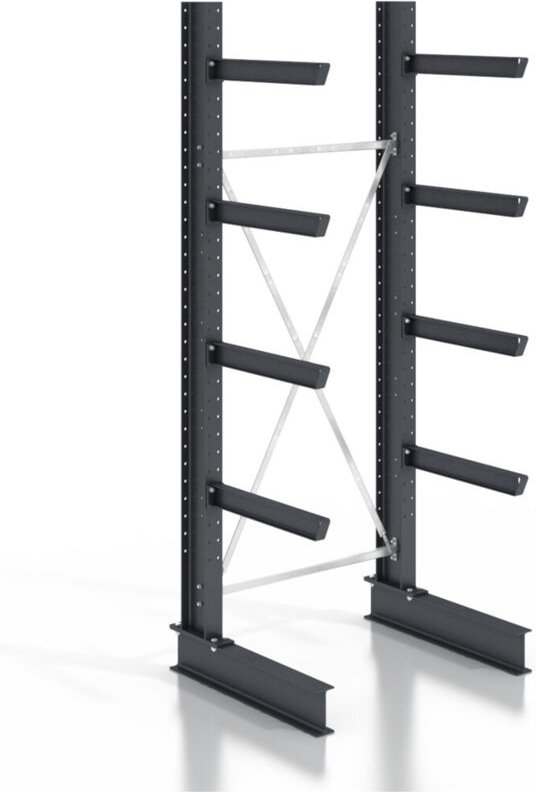 Kragarmregal schraubbar einseitig 1 Feld mit 4 Ebenen 1280x2530x400mm - Stier