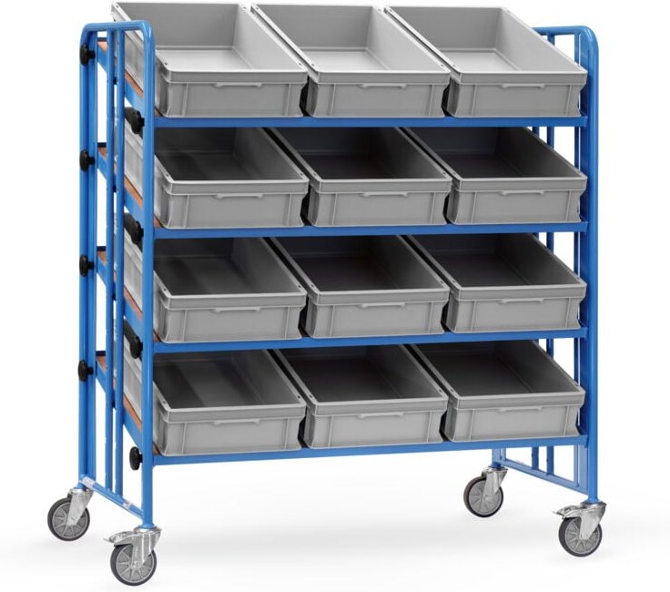 Fetra Montagewagen Baukasten-System 4 neigbare Böden 300kg Tragkraft mit Kästen