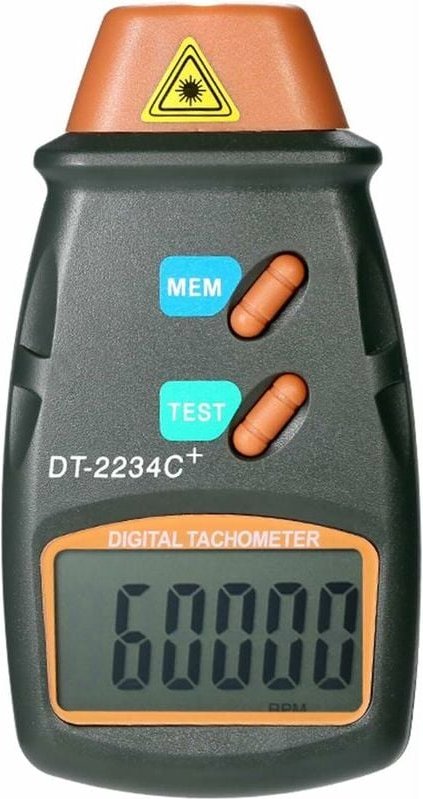 Digitaler Hand-Laser-Tachometer, berührungsloser Drehzahlmesser, Bereich 2,5 U/min – 99,999 U/min, LCD-Display mit 3 ref...