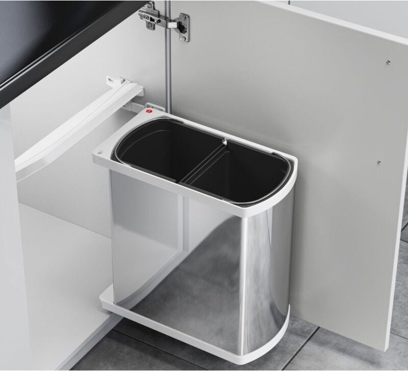 Thumbnail - Hailo - Mülleimer, Einbau ab 45cm Schrank, Kosmetikeimer Bad, 2x 8 l