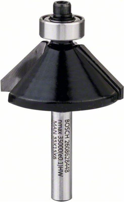 Fase-/Bündigfräser 6 mm, D1 34,9 mm, b 11,1 mm, l 14,6 mm, g 56 mm, 45° - Bosch