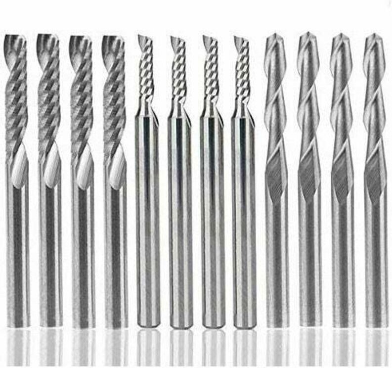 Nutfräser, 12 Hartmetallfräser, 4 1/8 Zoll Fräser + 8 Einschneidige Schaftfräser (2 Typen)