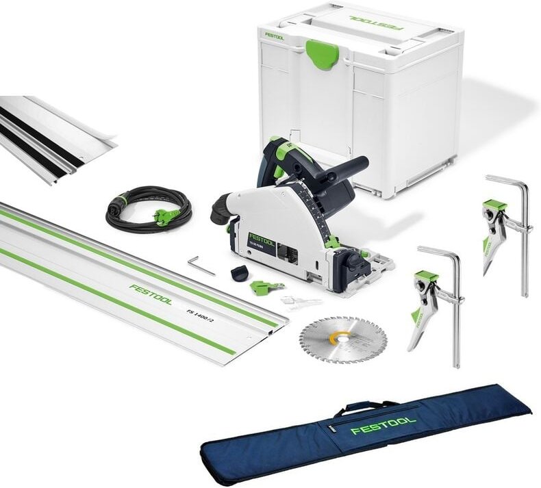 Tauchsäge ts 55 febq Plus fs 577010 + Tasche Hebelzwinge Splitterschutz - Festool