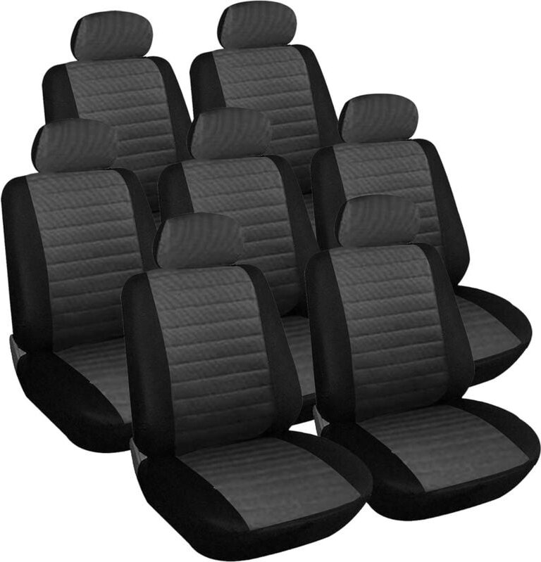 7er Set Sitzbezug Einzelbezug für van Grau-Schwarz - Woltu