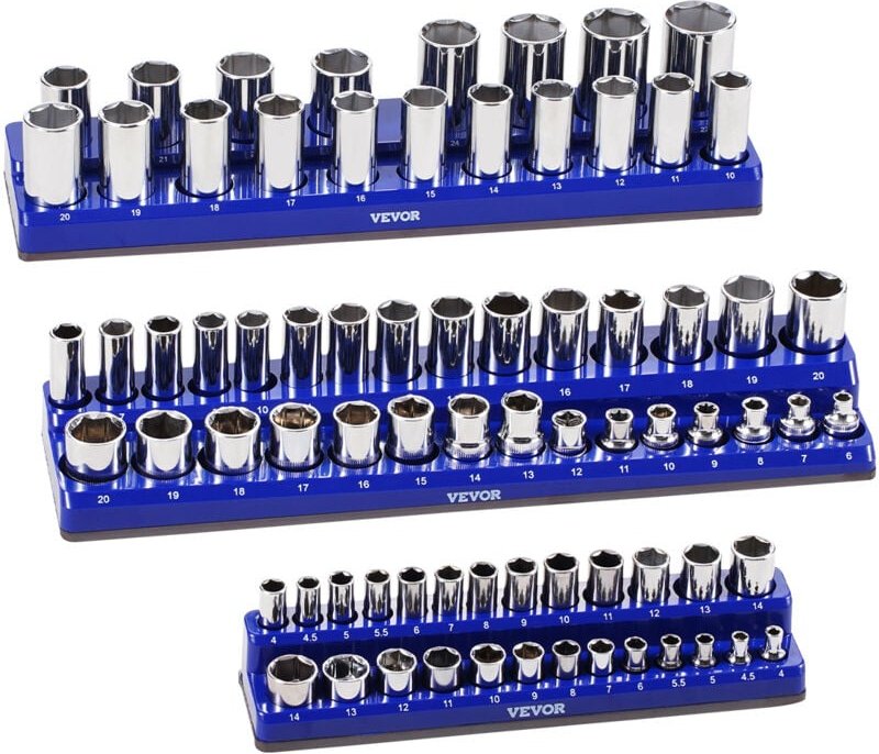Thumbnail - Steckschlüssel-Organizer-Set, 3-teiliger Steckschlüsselhalter, 1/4, 3/8 & 1/2 Zoll, für bis zu 75 Standard- & tiefe Stec...