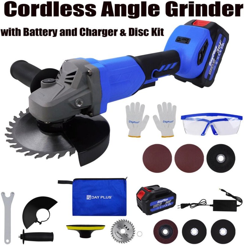 Dayplus - 115mm 21V Akku Winkelschleifer Trennschleifer Schleifmaschine & Li-ion Batterie