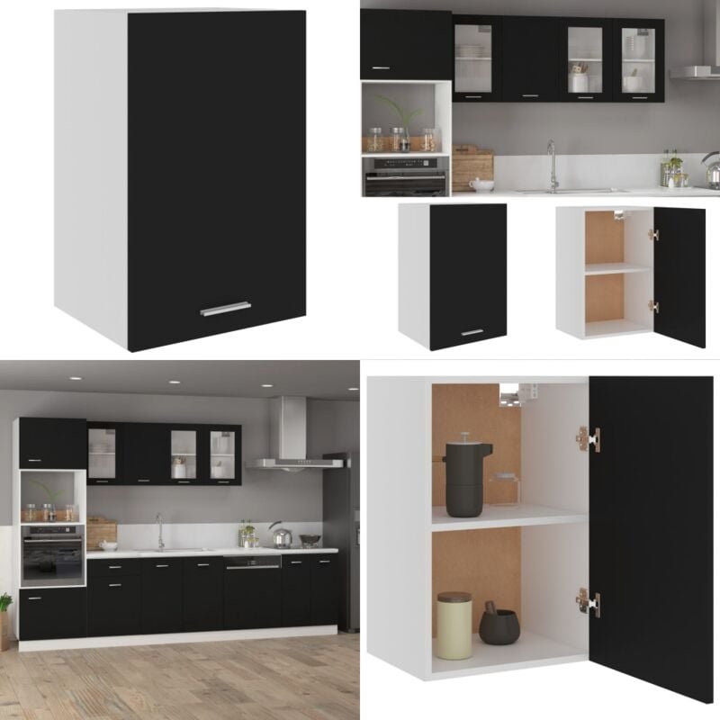 Hängeschrank Schwarz 39,5x31x60 cm Holzwerkstoff - Küchenregal - Hängeschrank - Holzschrank - Schwarz - Regal - Home & L...