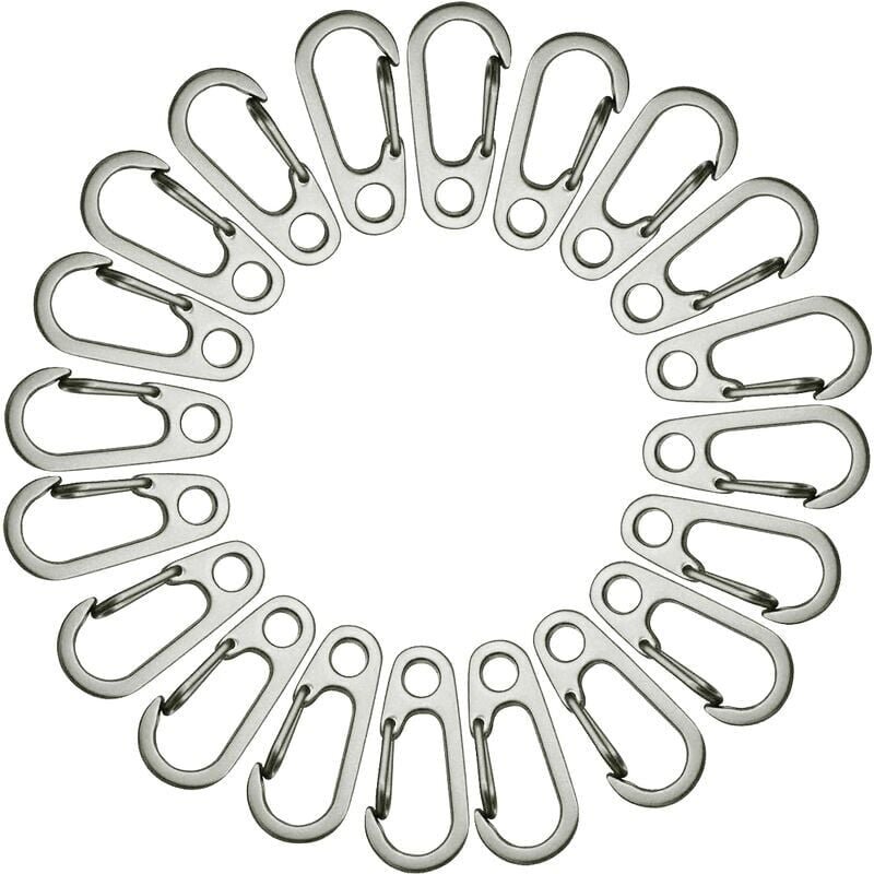 20-teiliges Mini-Karabiner-Set, Karabinerhaken, Schlüsselanhänger-Clips, Federschnalle, Rucksackverschlüsse, Haken für C...