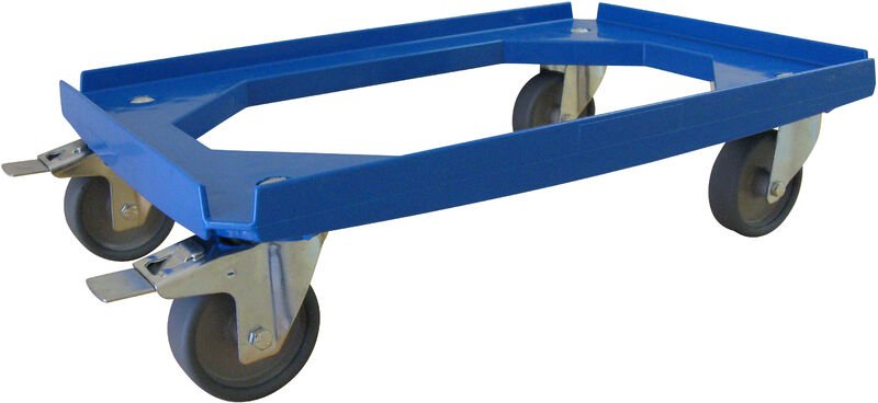 Alutec - Rollwagen für Kunststoffboxen (610x410mm, 250 kg, Feststellbremse, blau)