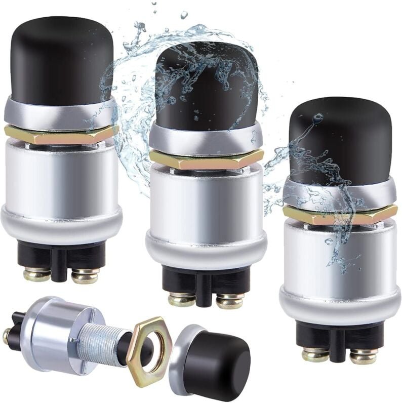 3 Stück 12 V 20 A wasserdichter Startknopfschalter, Momentandruckknopfschalter für Autoboot