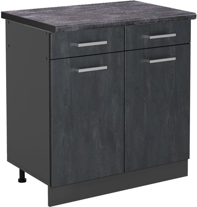 Vicco - Küchenunterschrank R-Line, Schwarz Beton, 80 cm ap Anthrazit