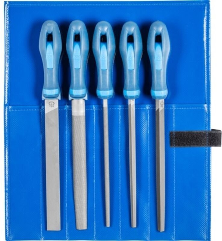 Werkstattfeilen-Set wr 5-tlg. in Rolltasche 200mm Hieb 3 für Feinbearbeitung, Schlichten - Pferd