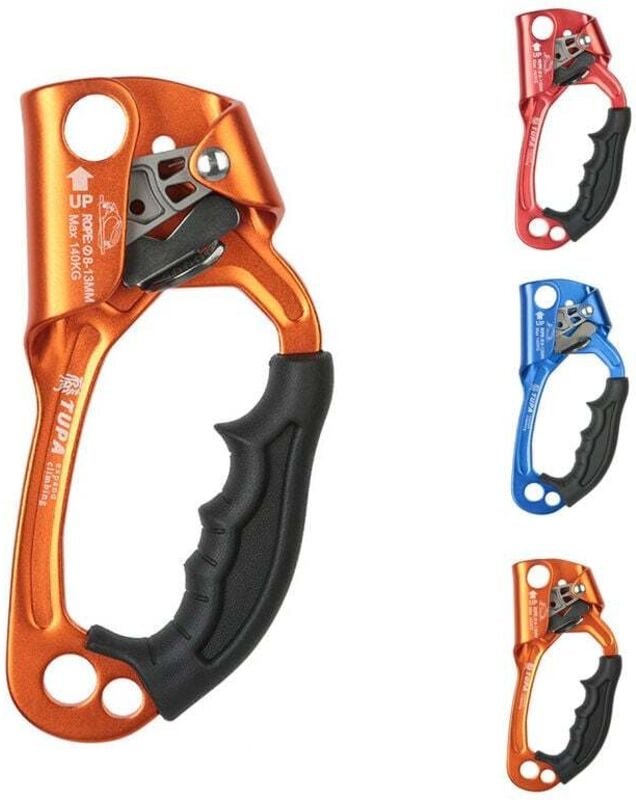 Klettersteigklemme, Steigklemmengriff, Kletterseilwerkzeug, Kletter- und Baumpflegeausrüstung, heißgeschmiedetes