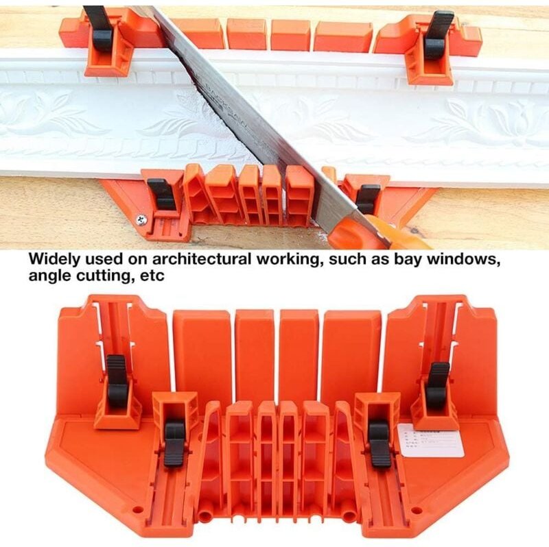 14 'Kunststoff-Gehrungslade, Handsäge, Klemm-Gehrungslade, Holzschneidewerkzeug mit Klemme
