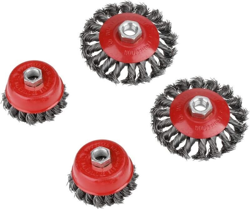 Drahtreinigungsbürste, 4 Stück M14 gedrehte Drahtbürste für Winkelschleifer, Rostentfernung, Topfbürste (2 Stück 75 mm +...