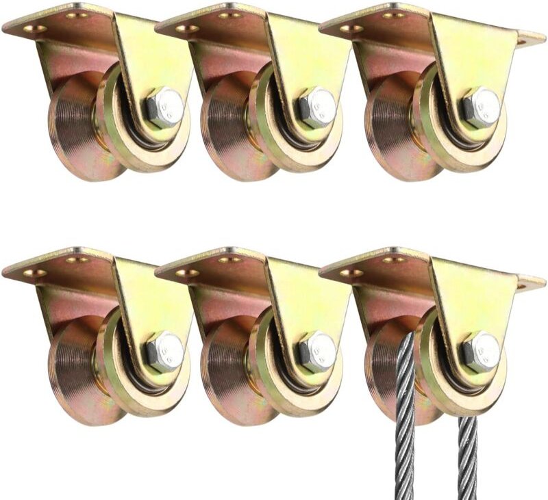 6 Stück Heberolle, V-Nut-Rad, Schienenrolle, Torschieber für Seile, Stahlseile usw. - Lntyq