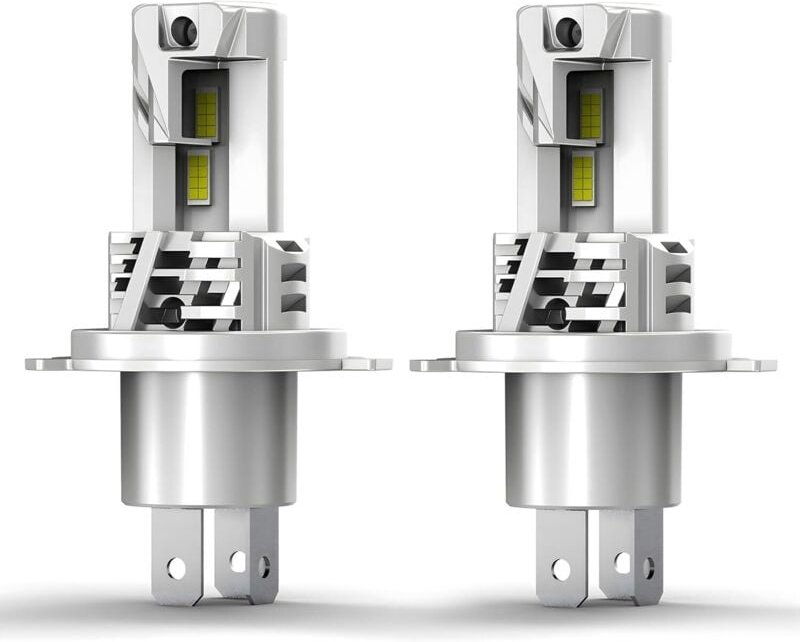 H4-LED-Lampe, 6500 K Weiß, 60 W, extrem hell, Plug-and-Play-12-V-Scheinwerfer für Auto und Motorrad, 2 Lampen