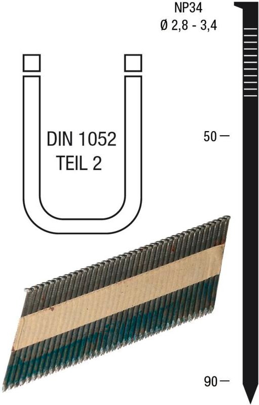 Nagelstreifen NP34 3,1 x 80 mm HBK blank geharzt Papiergebunden 34 Grad