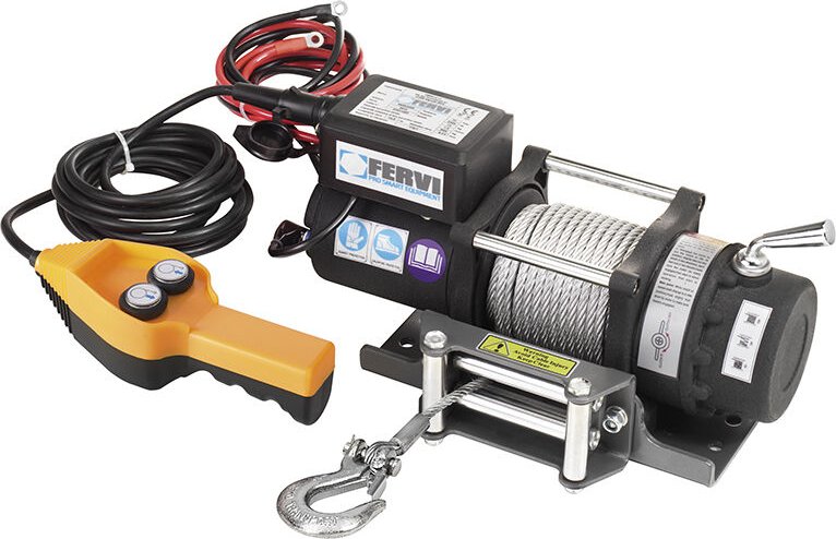 Fervi - elektrische seilwinde flaschenzug kran seilzug motorwinde 12V 0630/2200