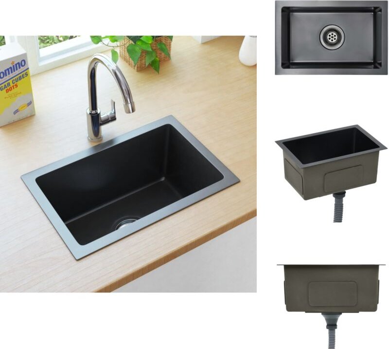 Küchenspülen & Spülbecken - Living Handgefertigte Küchenspüle Schwarz Edelstahl - Schwarz