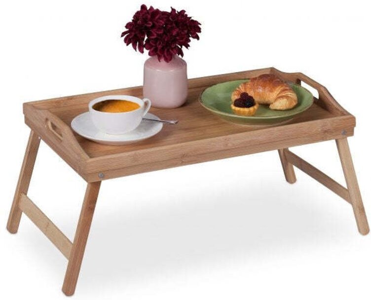 Faltbares betttablett aus bambus