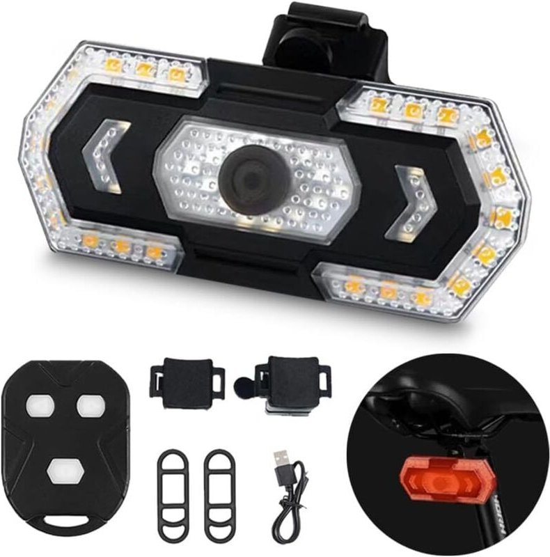 Fahrradrücklicht mit Blinkern, geteilte kabellose Fernbedienung, Rücklicht mit 5 Beleuchtungsmodi, Fahrradblinker, Diebs...