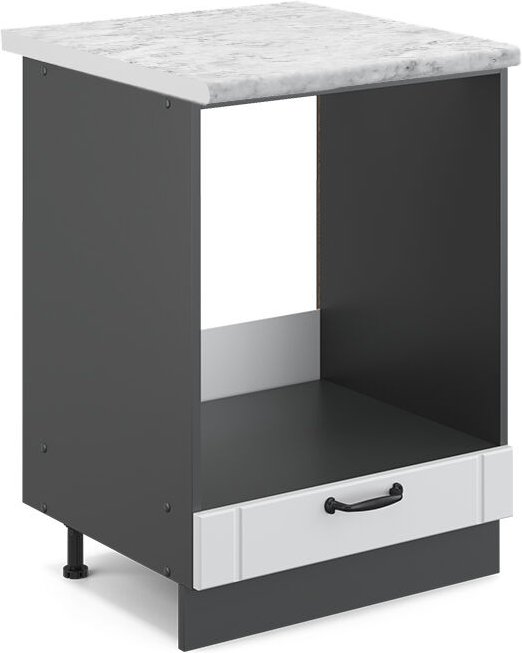 Herdumbauschrank Fame-Line, Weiß Landhaus, 60 cm , AP Marmor, Vicco