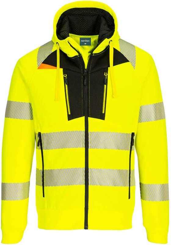 Hoodie mit Reißverschluss Hochsichtbarkeit DX4 Gelb/Schwarz 4XL