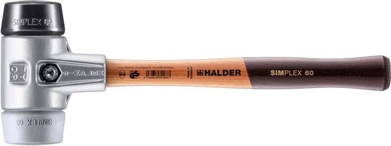 SIMPLEX-Schonhammer, Gummikomposition / TPE-mid mit Aluminiumgehäuse und hochwertigem Holzstiel D=60 mm 3123.060