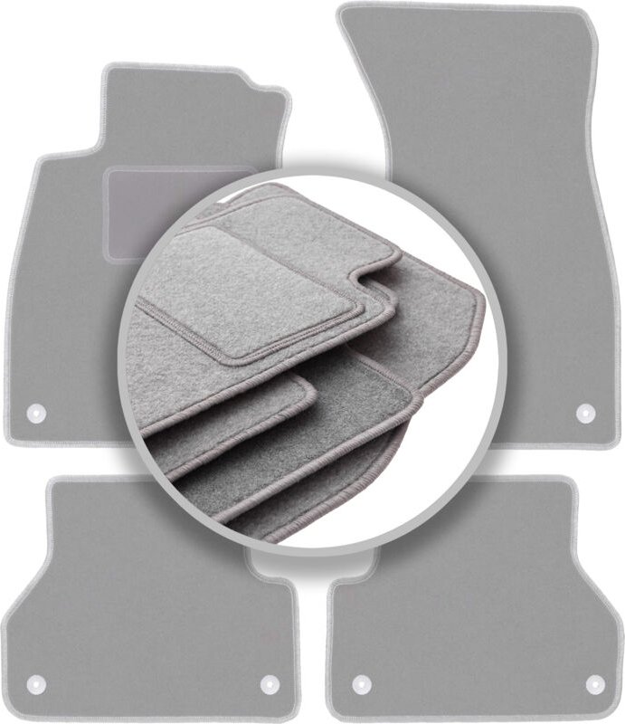 Graue Autofußmatten für: Audi A4 B9 Sportback, Limousine, Kombi, Avant, Allroad (2015-)