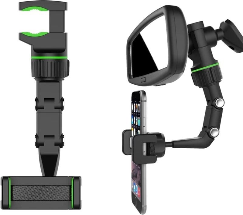 Auto-Telefonhalterung für den Rückspiegel, 360 Grad drehbar, einziehbar, multifunktional, GPS-Auto-Telefonhalterung, Zub...