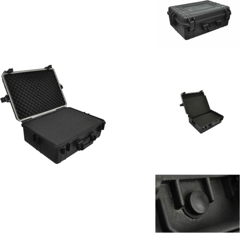 Werkzeugkästen - Living Transportkoffer Schwarz mit Schaumstoff 35 l Fassungsvermögen - Schwarz