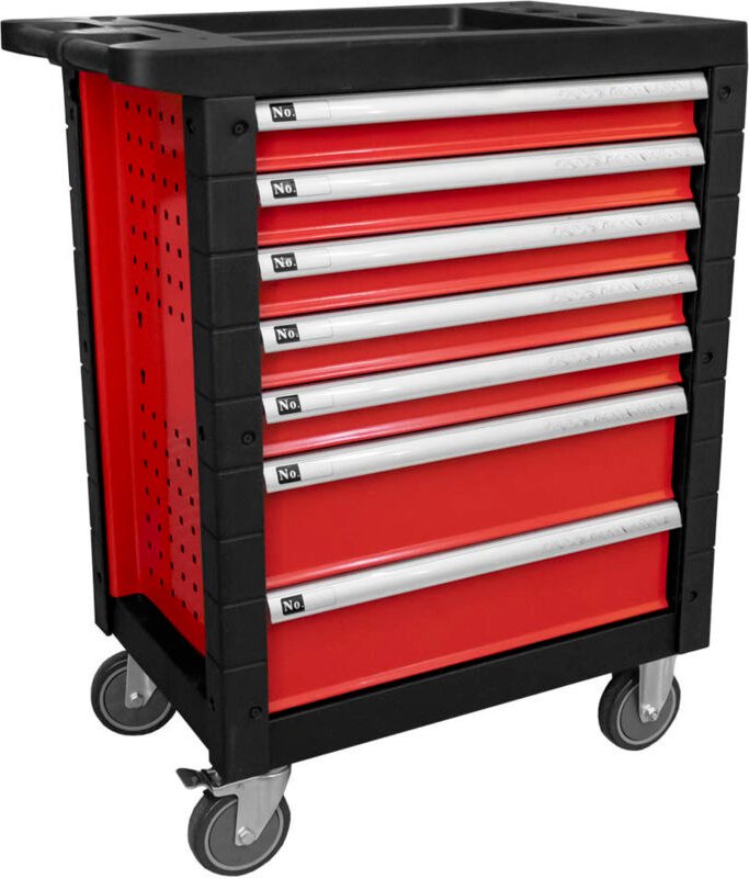 JBM43762 Werkzeugwagen mit 7 Schubladen rot - leer - anonym