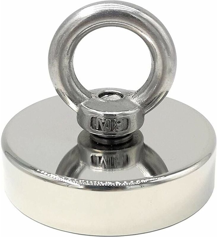 Neodym-Magnet 140 kg Kraft ø 60 mm, Magnete mit kraftvollen Heberingen für Industrie und Wissenschaft, Magnetfischen - A...