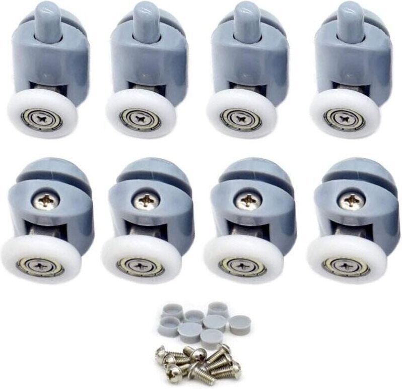 SNQ - Schiebetürrolle, 23 mm Duschschiebetürrollen, Duschtürrollen, Duschkabinenrollen für Badezimmer, 8 Stück (4 oben u...