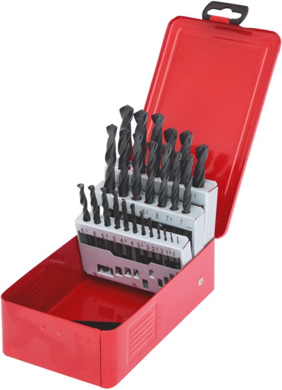 KS Tools HSS-R Spiralbohrer-Satz, Stahlblechkassette, 25-teilig, 1-13mm