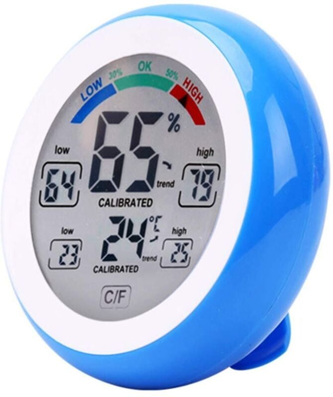 Shining House - Drahtloses elektronisches Hygrometer-Thermometer für drinnen und draußen, runder Touchscreen mit LCD-Dis...