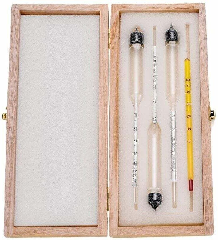 3er Pack Alkoholtester mit Thermometer, Alkoholtester, Alkoholgehalt 0-40, 40-70, 70-100 Vol%, Hydrometer für Spirituose...