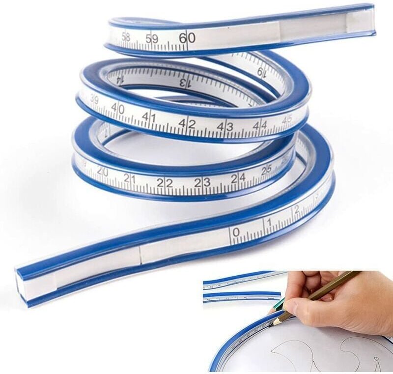 Stück flexibles PVC + Metalllineal, 60 cm, biegbares Kurvenlineal, klar flexibles Kurvenlineal, zweistufig, tragbar für ...
