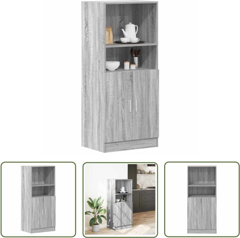 The Living Store - vidaXL Küchenschrank Grau Sonoma 57x41,5x131,5 cm Holzwerkstoff