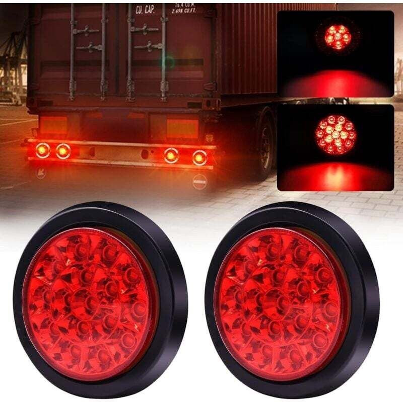 2 Stück LKW-Rücklichter, 24 V, rund, integrierte LED-Rücklichter mit hoher Helligkeit, Anhänger-Bremslichter, LKW, Trans...