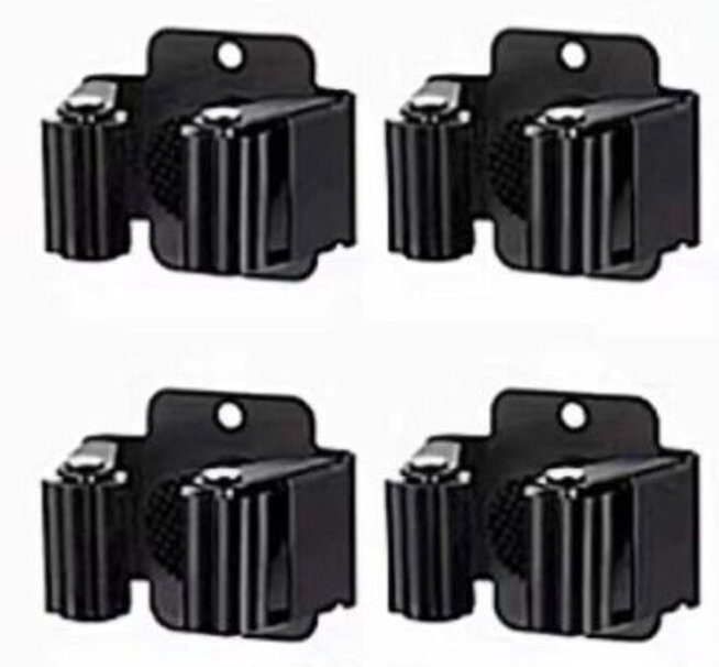 Set mit 4 Besenhaltern aus Stahl, Wandhalterung für die Aufbewahrung von Reinigungs- und Gartengeräten - KZQ