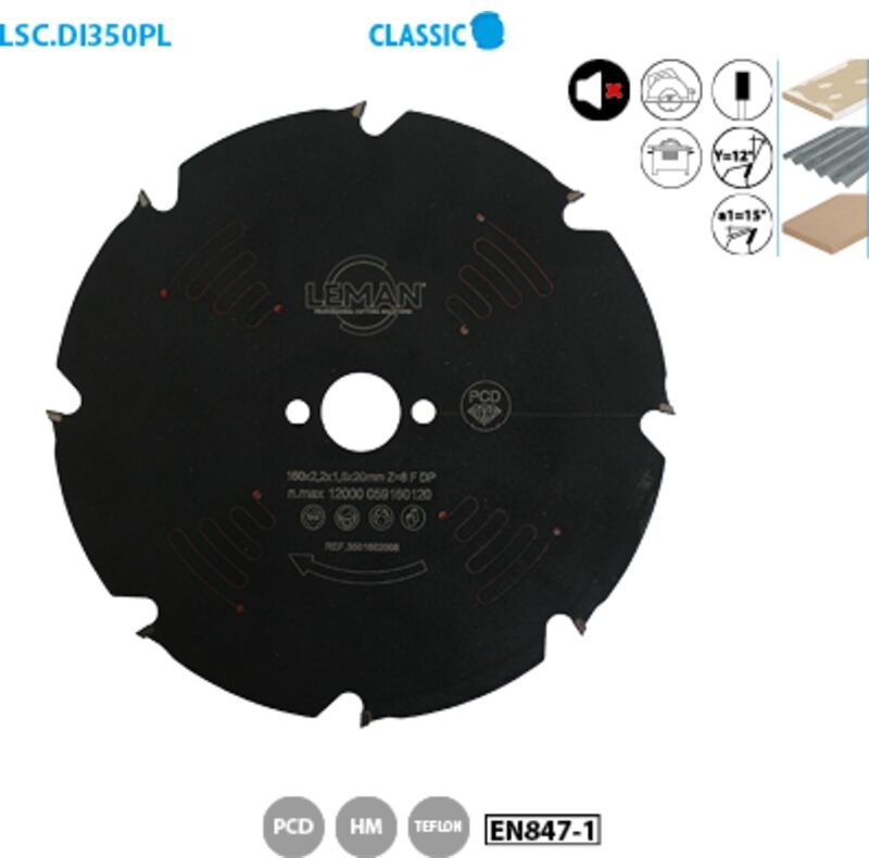 Kreissägeblatt für tragbare/Stationärmaschinen, Classic ø 210, Bohrung 30, Dicke 2,2/1,7, Nuten 12
