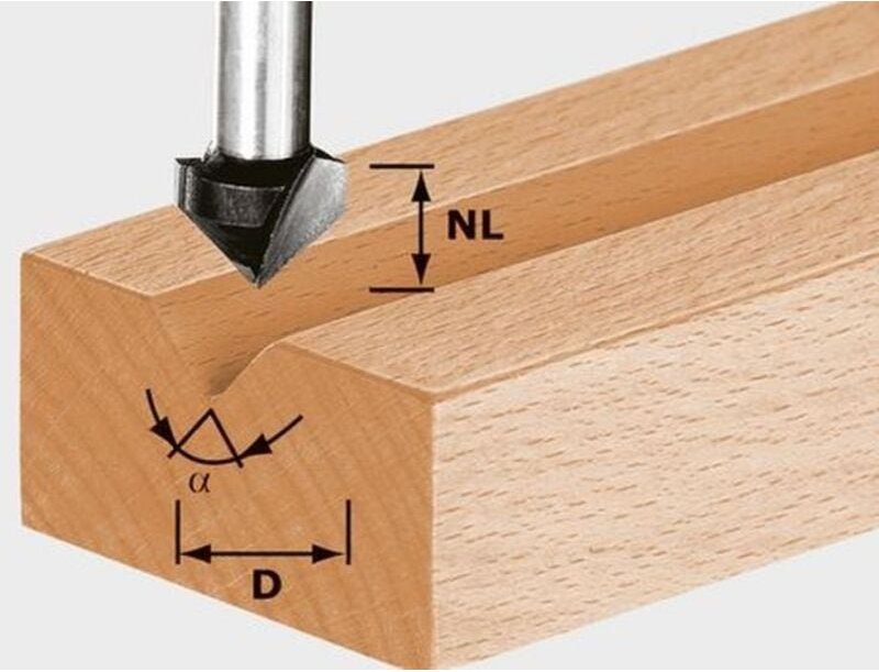 Festool V-Nutfräser HS Schaft 8 mm HS S8 D14/7/90°