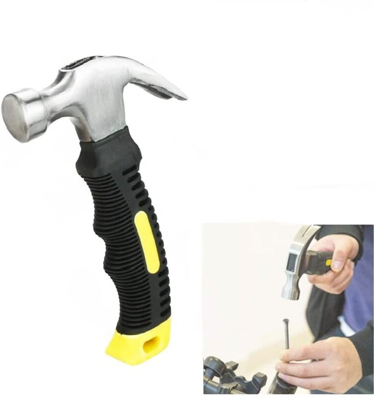 Aougo - Mini-Schalungshammer aus Stahl, multifunktionaler Kurzhammer, Zimmermannshammer mit rutschfestem Griff, Mini-Kla...